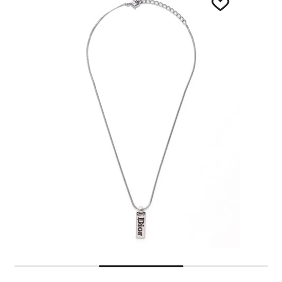 Christian Dior silver plated logo plate necklace w/box - Picture 2 of 7